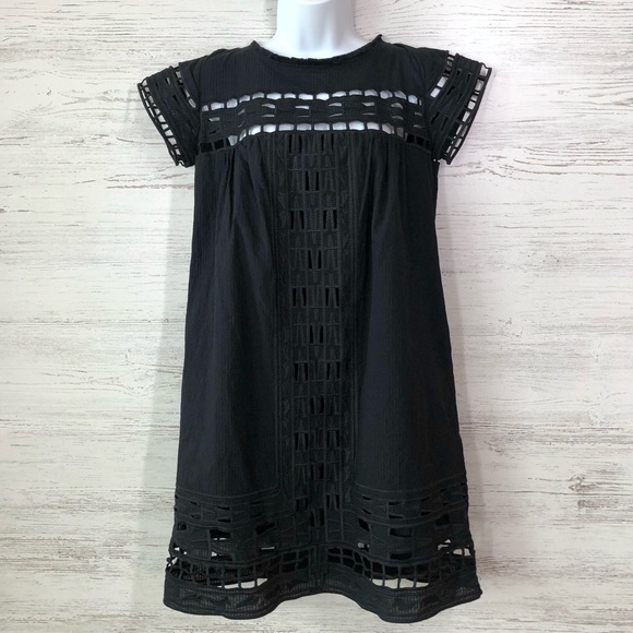 SEA NEW YORK Embroidered Cut Out Mini Shift Dress Black 0 - Picture 1 of 9